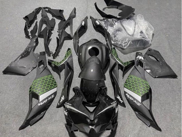 Purchase 2019-2025 Faux Carbon Fiber Green Grey Kawasaki ZX4R ZX-4RR Motorcycle Fairings UK