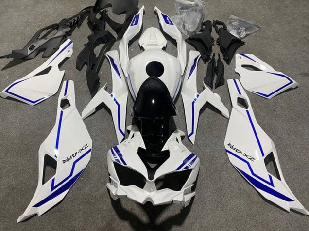 Purchase 2019-2025 White Blue Stripe Kawasaki ZX4R ZX-4RR Motorcycle Fairings UK