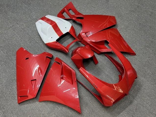 Purchase 1993-2005 Glossy Red & White Carbon Fiber Style Ducati 748 916 996 998 Motorcycle Fairings UK
