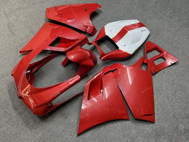 Purchase 1993-2005 Glossy Red & White Carbon Fiber Style Ducati 748 916 996 998 Motorcycle Fairings UK