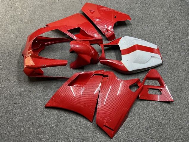 Purchase 1993-2005 Glossy Red & White Carbon Fiber Style Ducati 748 916 996 998 Motorcycle Fairings UK