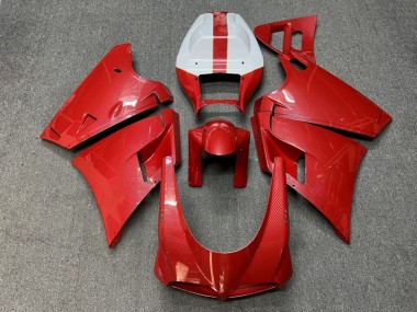 Purchase 1993-2005 Glossy Red & White Carbon Fiber Style Ducati 748 916 996 998 Motorcycle Fairings UK