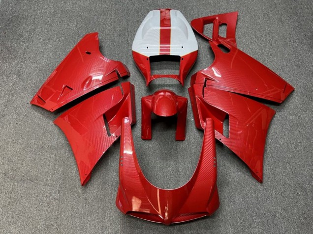 Purchase 1993-2005 Glossy Red & White Carbon Fiber Style Ducati 748 916 996 998 Motorcycle Fairings UK