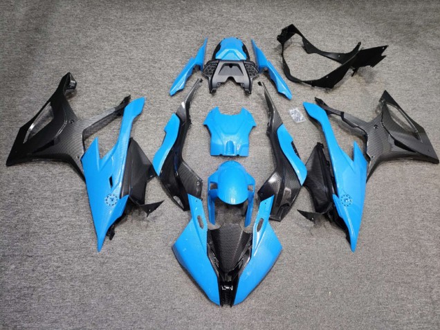 Purchase 2019-2022 Glossy Light Blue with Carbon Fiber Style BMW S1000RR Motorcycle Fairings UK