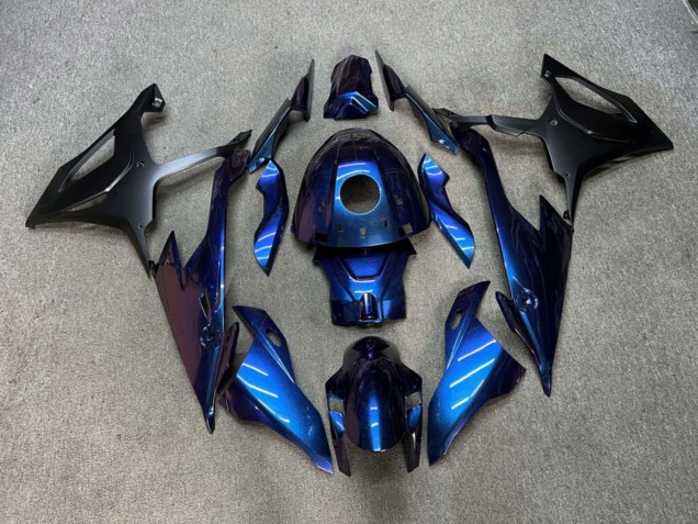 Purchase 2019-2022 Glossy Blue & Purple Chameleon with Matte Black BMW S1000RR Motorcycle Fairings UK