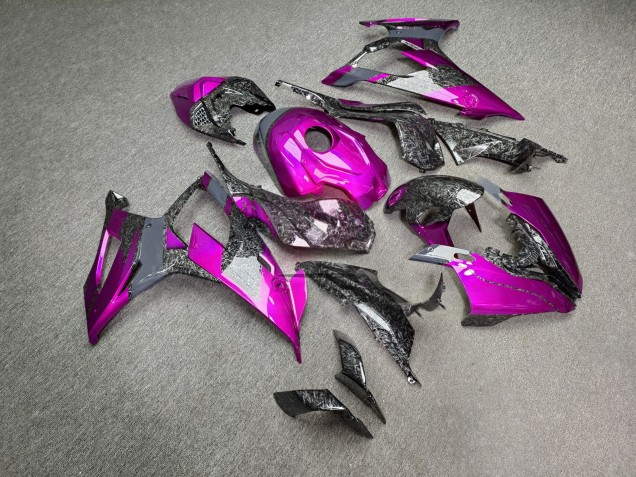 Purchase 2019-2022 Glossy Forged Carbon Fiber Style Pink Grey BMW S1000RR Motorcycle Fairings UK