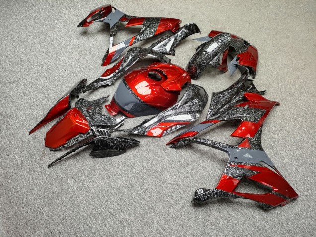 Purchase 2019-2022 Glossy Forged Carbon Fiber Style with Red & Grey BMW S1000RR Motorcycle Fairings UK