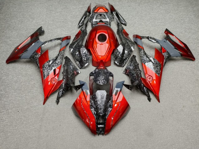 Purchase 2019-2022 Glossy Forged Carbon Fiber Style with Red & Grey BMW S1000RR Motorcycle Fairings UK