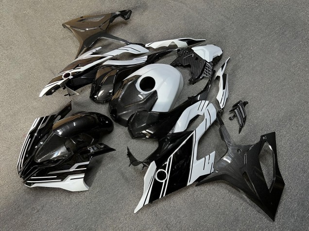 Purchase 2019-2022 Glossy Black White Carbon Fiber Style BMW S1000RR Motorcycle Fairings UK
