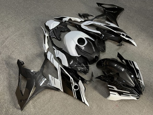 Purchase 2019-2022 Glossy Black White Carbon Fiber Style BMW S1000RR Motorcycle Fairings UK