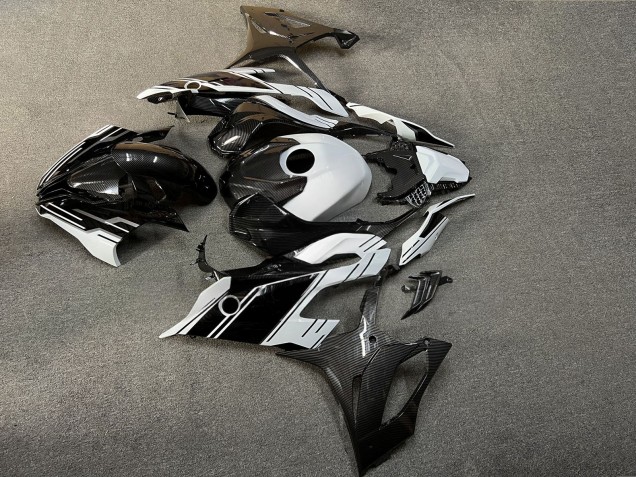 Purchase 2019-2022 Glossy Black White Carbon Fiber Style BMW S1000RR Motorcycle Fairings UK