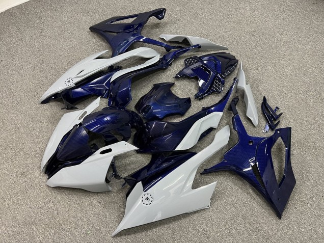 Purchase 2019-2022 Glossy Nardo Grey Blue Carbon Fiber Style BMW S1000RR Motorcycle Fairings UK