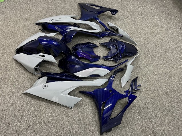 Purchase 2019-2022 Glossy Nardo Grey Blue Carbon Fiber Style BMW S1000RR Motorcycle Fairings UK