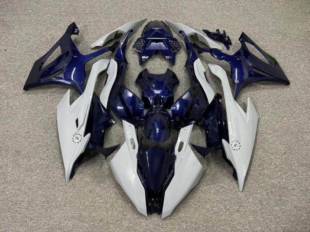 Purchase 2019-2022 Glossy Nardo Grey Blue Carbon Fiber Style BMW S1000RR Motorcycle Fairings UK