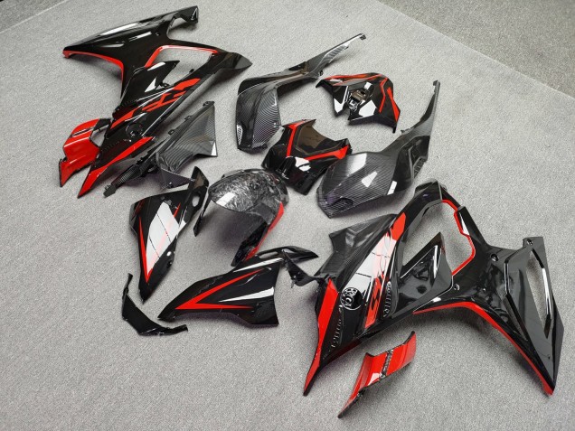 Purchase 2023-2024 Glossy Black & Red with Forged Carbon Fiber Style BMW S1000RR Motorcycle Fairings UK