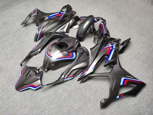 Purchase 2023-2024 Glossy Black with Red & Blue Carbon Fiber Style BMW S1000RR Motorcycle Fairings UK