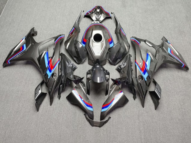 Purchase 2023-2024 Glossy Black with Red & Blue Carbon Fiber Style BMW S1000RR Motorcycle Fairings UK