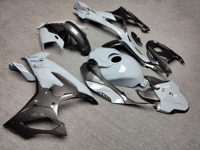 Purchase 2023-2024 Glossy Nardo Grey with Carbon Fiber Style BMW S1000RR Motorcycle Fairings UK