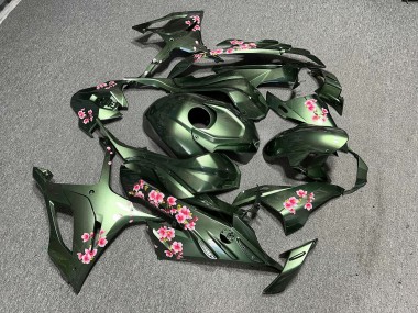 Purchase 2023-2024 Glossy Olive Green with Pink Cherry Blossomy BMW S1000RR Motorcycle Fairings UK