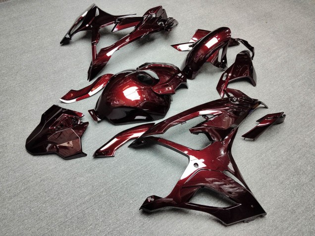 Purchase 2023-2024 Glossy Red Carbon Fiber Style BMW S1000RR Motorcycle Fairings UK