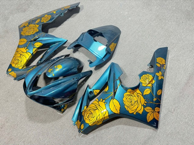 Purchase 2009-2012 Glossy Light Blue with Gold Roses Triumph Daytona 675 Triple Motorcycle Fairings UK