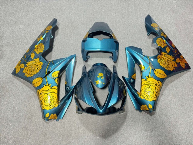 Purchase 2009-2012 Glossy Light Blue with Gold Roses Triumph Daytona 675 Triple Motorcycle Fairings UK
