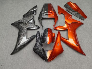 Purchase 2002-2003 Glossy Orange & Forged Carbon Fiber Style Split Yamaha R1 Motorcycle Fairings UK