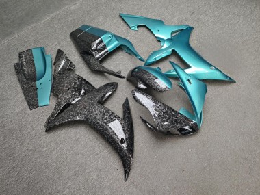 Purchase 2002-2003 Glossy Teal & Forged Carbon Fiber Style Split Yamaha R1 Motorcycle Fairings UK