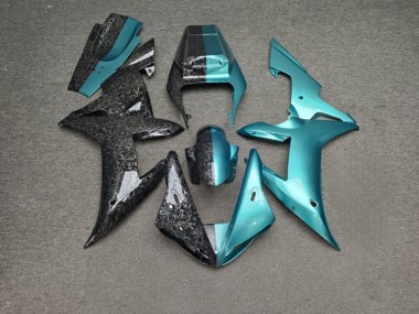 Purchase 2002-2003 Glossy Teal & Forged Carbon Fiber Style Split Yamaha R1 Motorcycle Fairings UK