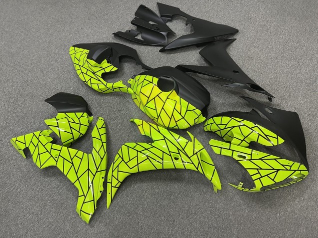Purchase 2004-2006 Glossy High Viz Yellow Matte Black Pattern Split Yamaha R1 Motorcycle Fairings UK
