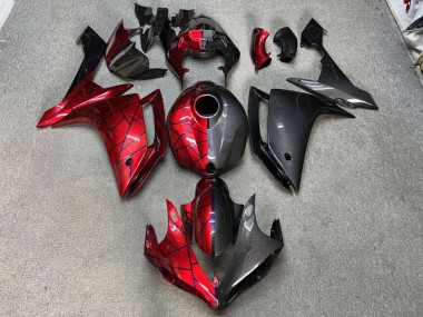 Purchase 2007-2008 Glossy Red & Black with Carbon Fiber Style Split Yamaha R1 Motorcycle Fairings UK