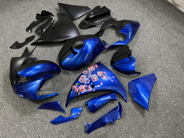 Purchase 2009-2011 Matte Black & Glossy Blue with Pink Cherry Blossom Split Yamaha R1 Motorcycle Fairings UK