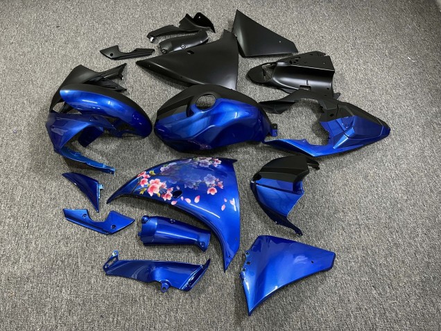 Purchase 2009-2011 Matte Black & Glossy Blue with Pink Cherry Blossom Split Yamaha R1 Motorcycle Fairings UK