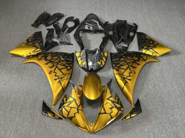 Purchase 2009-2011 Glossy Forged Carbon Fiber Style with Gold Shattered Yamaha R1 Motorcycle Fairings UK