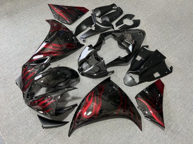 Purchase 2009-2011 Glossy Black Red Flame Yamaha R1 Motorcycle Fairings UK
