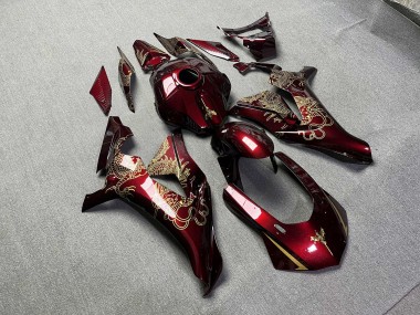 Purchase 2015-2019 Glossy Candy Red with Gold Dragon Yamaha R1 Motorcycle Fairings UK