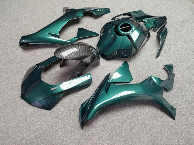 Purchase 2015-2019 Glossy Teal with Carbon Fiber Style Yamaha R1 Motorcycle Fairings UK