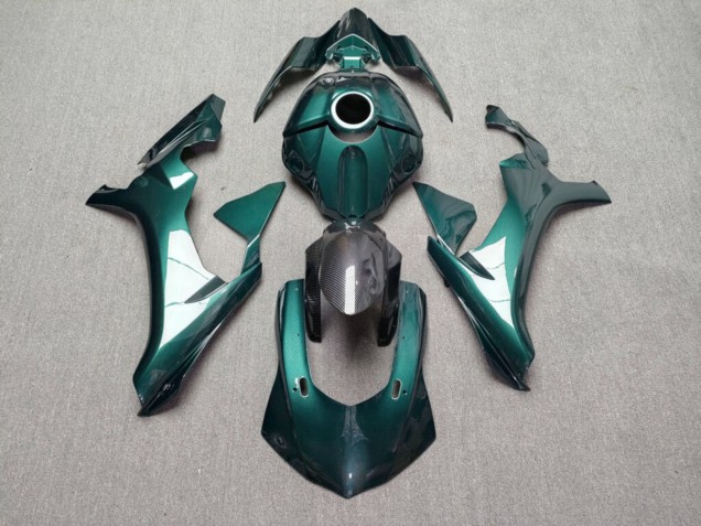 Purchase 2015-2019 Glossy Teal with Carbon Fiber Style Yamaha R1 Motorcycle Fairings UK
