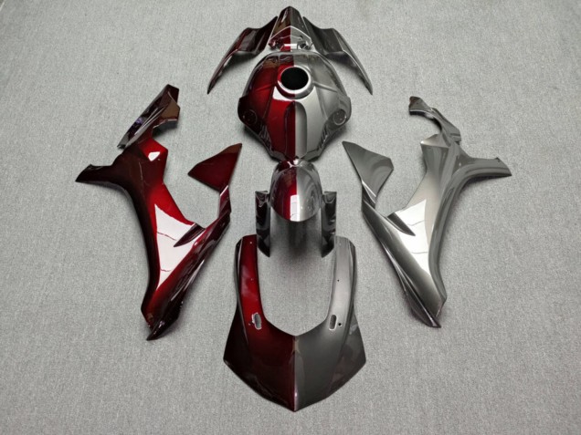 Purchase 2015-2019 Glossy Dark Red & Metallic Black Split Yamaha R1 Motorcycle Fairings UK