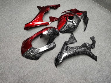 Purchase 2015-2019 Glossy Candy Red & Forged Carbon Fiber Style Split Yamaha R1 Motorcycle Fairings UK