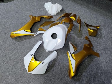 Purchase 2015-2019 Glossy Gold Carbon Fiber Style White Yamaha R1 Motorcycle Fairings UK