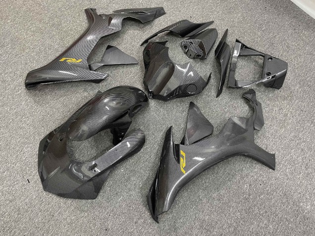 Purchase 2015-2019 Carbon Fiber Style Gold Decal Yamaha R1 Motorcycle Fairings UK