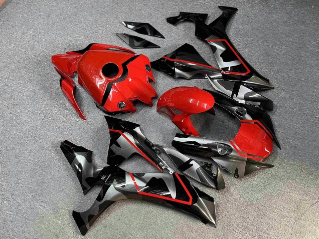Purchase 2020-2025 Glossy Red & Black with Grey Camo Yamaha R1 Motorcycle Fairings UK