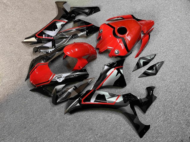 Purchase 2020-2025 Glossy Red & Black with Grey Camo Yamaha R1 Motorcycle Fairings UK