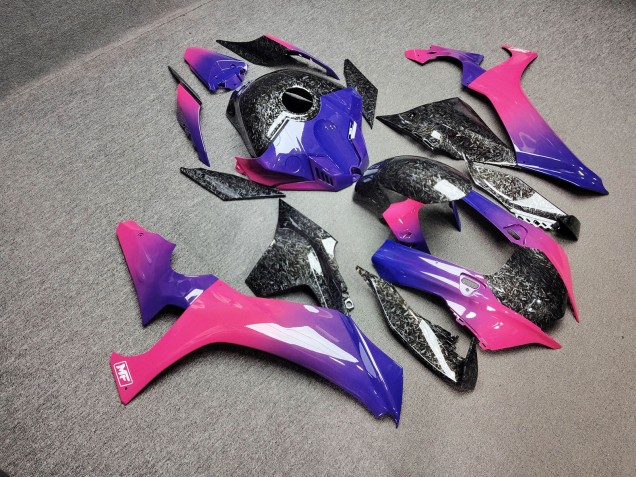 Purchase 2020-2025 Glossy Pink Blue Gradient Forged Carbon Style Yamaha R1 Motorcycle Fairings UK