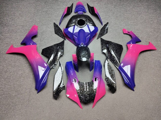 Purchase 2020-2025 Glossy Pink Blue Gradient Forged Carbon Style Yamaha R1 Motorcycle Fairings UK