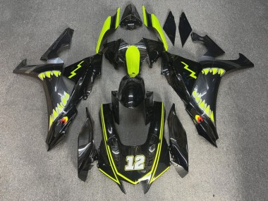 Purchase 2020-2025 Glossy Black High Vis Yellow Carbon Fiber Style Shark Yamaha R1 Motorcycle Fairings UK