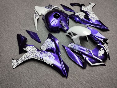Purchase 2020-2025 Glossy Purple White Roses Yamaha R1 Motorcycle Fairings UK