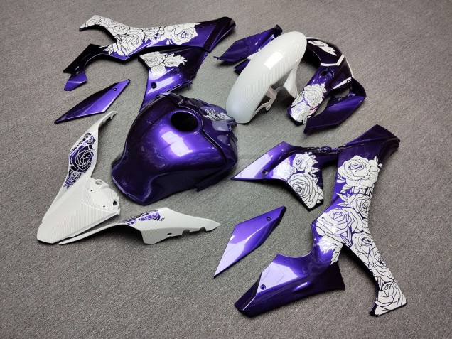 Purchase 2020-2025 Glossy Purple White Roses Yamaha R1 Motorcycle Fairings UK