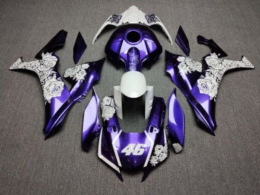 Purchase 2020-2025 Glossy Purple White Roses Yamaha R1 Motorcycle Fairings UK